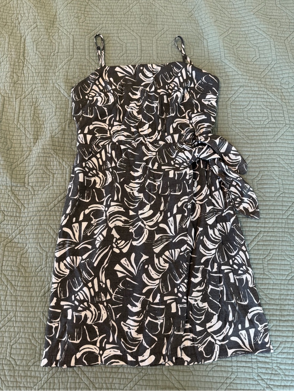 Nine West Black & White Printed Mini Dress with Side Tie